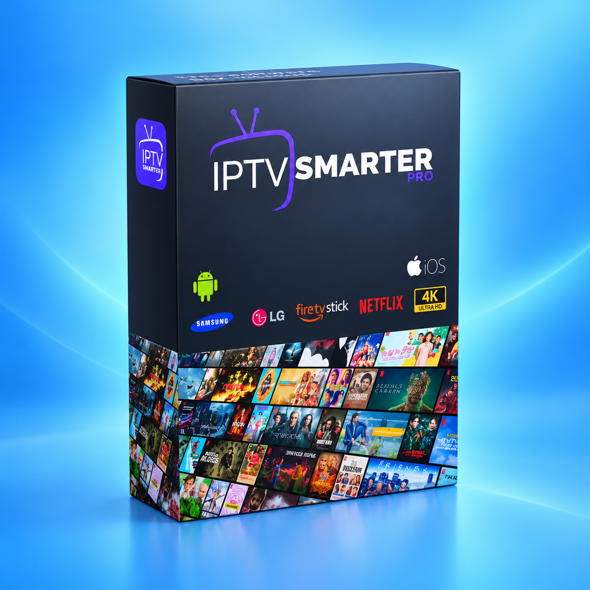 IPTV Smarters Pro subscription plans with a modern streaming interface